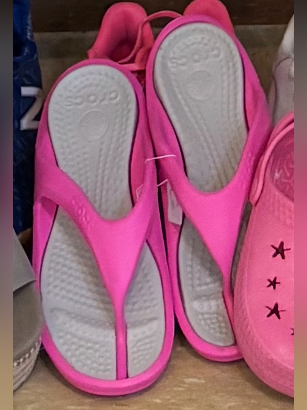 CROCS Womens Athens Flip Flops Electric Pink with Cream Footbed